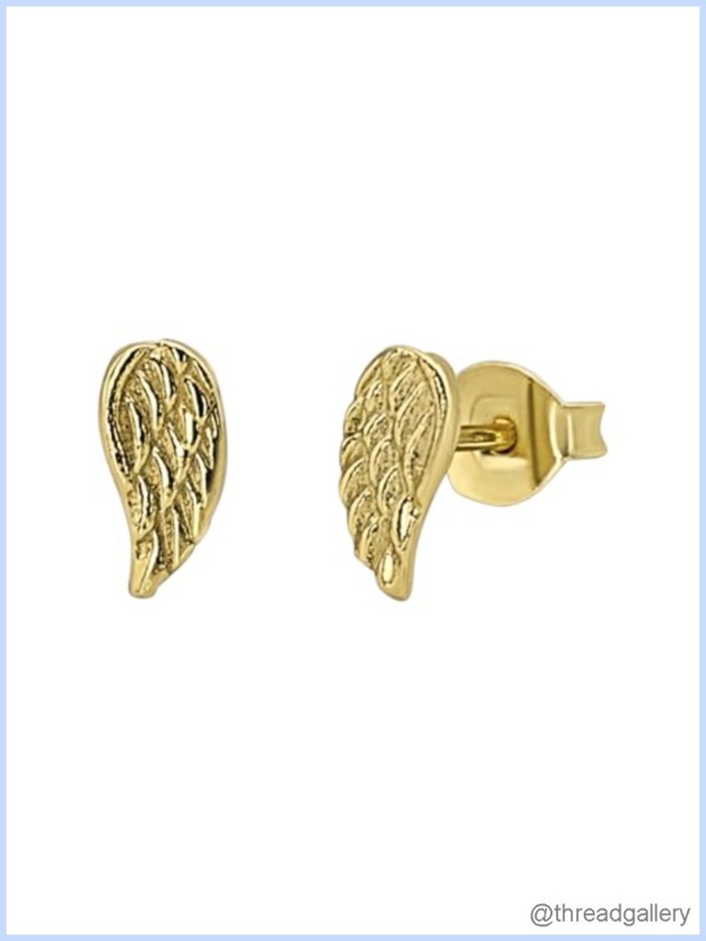 Gold Plated 925 Sterling Silver Angel Wing Stud Earrings Dainty